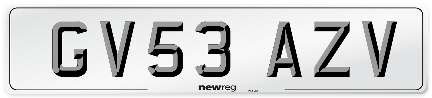 GV53 AZV Number Plate from New Reg